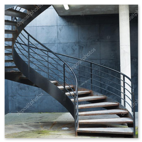 Outdoor steel staircase with landing