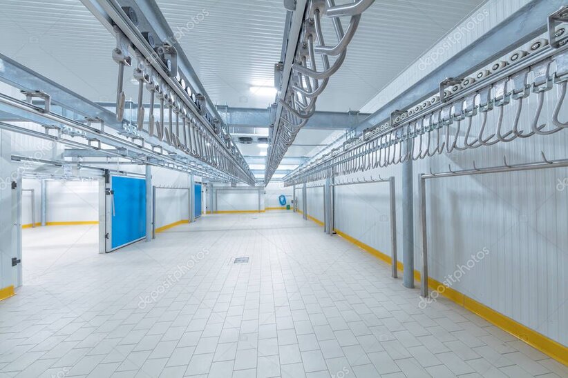 Warehouse walk-in freezer with dock access