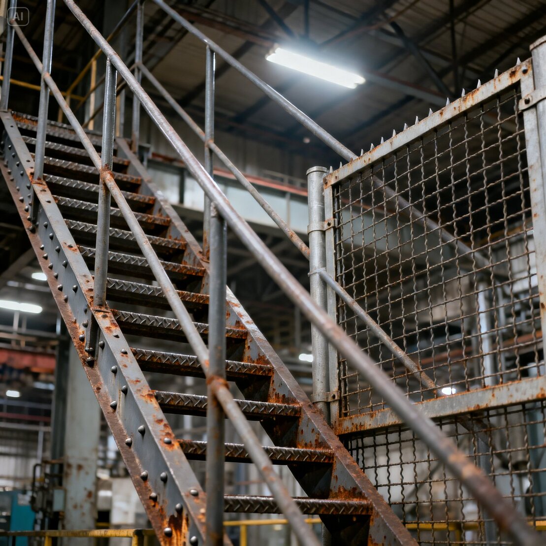Fabricated steel staircase